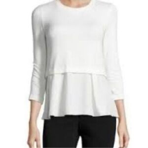 Rebecca Taylor Ivory Layered Peplum Long Sleeve Top S